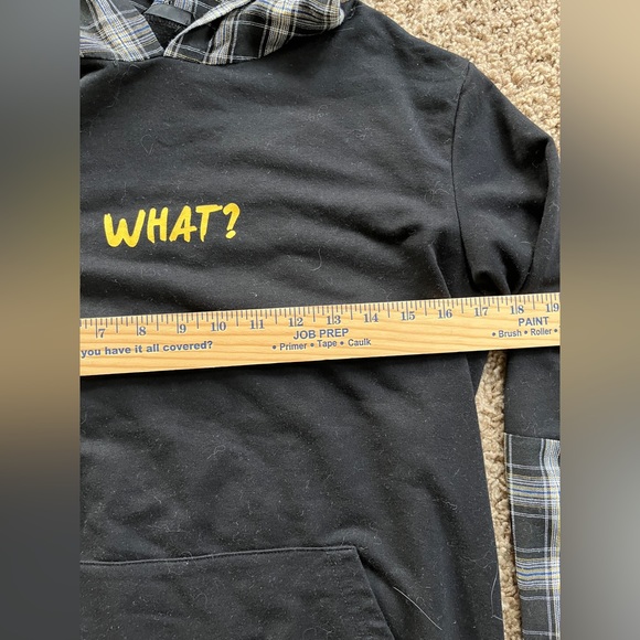 What? Hoodie SZ. S Long sleeves black checkers - Picture 2 of 4